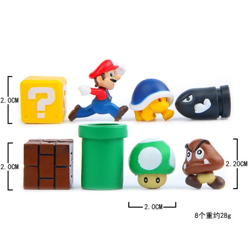 Super Mario Bros Mushroom Toad Mini Action Figures Mario Nendoroid PVC Toys Yoshi Question Mini Blocks Toy