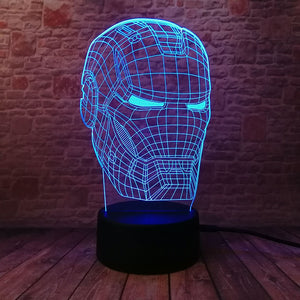 Marvel Iron Man Figurine 3D Illusion LED NightLight Colourful Flashing Light Figure IronMan Mask Model Toys